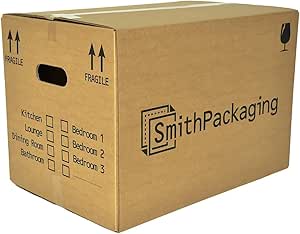 SmithPackaging 20 Large Strong Cardboard Packing Moving House Boxes 51cm x 29cm x 29cm with Carry Handles and Room List Visit the SmithPackaging Store