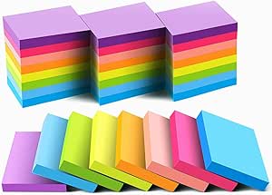 (24 Pack) Mini Sticky Notes 1.5x2 in (38X50mm), 8 Bright Colors Sticky Pads, Recyclable, Self-Stick Pads, Easy to for Home, Office, Notebook, Strong Adhesive, 75 Sheets/pad, 1800 Sheets