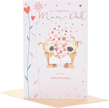 Boofle | Mum & Dad Anniversary Card | Happy Anniversary | Her/Him | Cute Design | With Envelope | 155 x 235 mm
