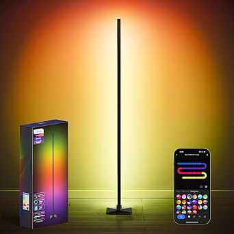 ibaye Smart LED Floor Lamp, RGB Corner Floor Lamp, Music and DIY Mode, Modern Standing Lamp Compatible with Alexa, Google Assistant and WiFi APP, Color Changing Mood Lighting for Living Room, Bedroom