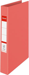 Esselte Ring Binder, 190 Sheet Capacity, 42mm Spine, 2 Ring A4 Folder, Hard Cover File, Home/Office Use, Embossed Pattern, Colour'Breeze Range, Coral, 628433