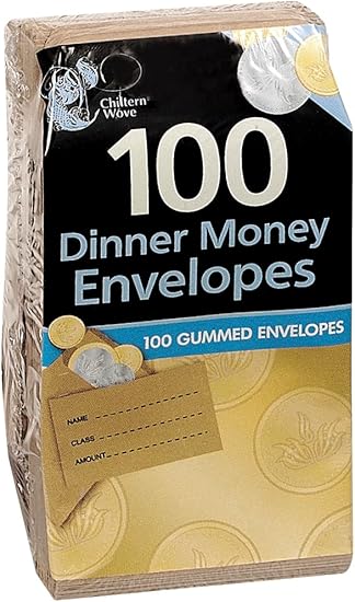 Chiltern Wove ss612 Dinner Money ENVELOPES 100PK,Brown