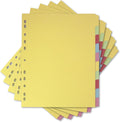 Elba A4+ Yellow 10 Part File Dividers, 5 Pack for Office School & Home Organisation, Durable Filing Dividers Suitable for Punched Pockets