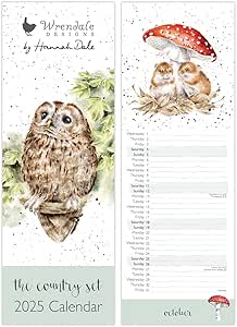 Wrendale Designs by Hannah Dale - The Country Set - 2025 Slim Calendar -147mm by 420mm