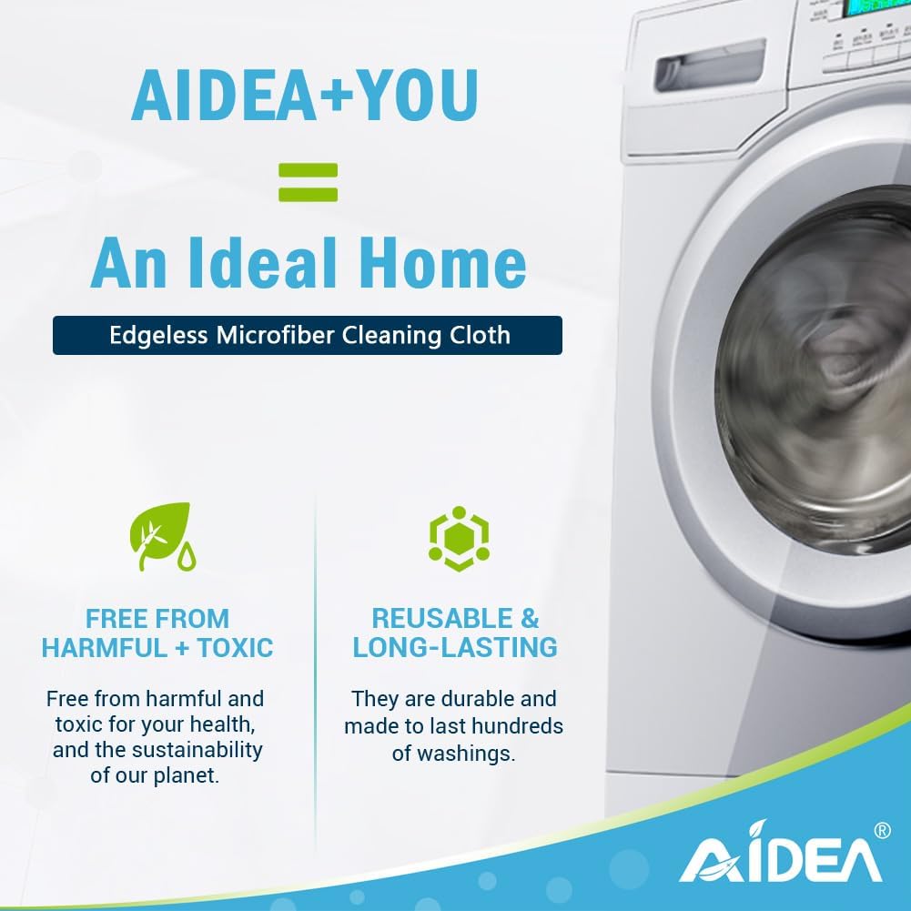 AIDEA Microfibre Cleaning Cloths, Pack of 8, Reusable Lint-Free, 30×30 cm, Grey