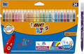 BIC Kids Felt Tip Pens, Kid Colour with Medium Blocked Tip, Vivid Colouring Pens, Washable Markers, Back to School Supplies, 12 Pack
