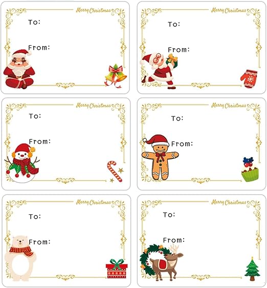 Christmas Labels Stickers,150pcs Christmas Stickers Xmas Present Gift Tags Self-Adhesive Christmas Sticky Label Tags Xmas Name Labels for Present Cards
