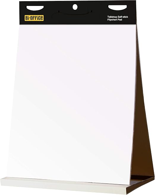Bi-Office Tabletop Self Stick Flipchart Pad, 20 Sheets - 70 gr/m² paper, 58,5 x 50 cm, White