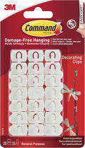 Command 17026 Decoration Clips for Christmas and Fairy Light - White, 20 Clips and 24 Strips
