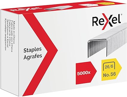 Rexel No.56 26/6 Staples for Standard Staplers, For Stapling Upto 20 Sheets, Use with Desktop Staplers and Pliers, 5000 Count (Pack of 1)