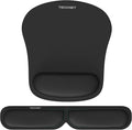 TECKNET Keyboard Wrist Rest Mouse Mat Set, Foldable Keyboard and Mouse Mat Wrist Support, Ergonomic Wrist Support Mouse Mat with Comfortable Memory Foam, Non-Slip Desktop Mouse Pad for Working Gaming
