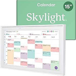 Skylight Calendar: 15 inch Digital Calendar & Chore Chart, Smart Touchscreen Interactive Display for Family Schedules - Wall Mount Included, White
