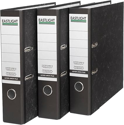 Eastlight A4 Lever Arch Files Black & White Pack of 3