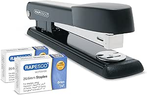 Rapesco 1602 Germ-Savvy Antibacterial Marlin Stapler, 25 Sheet Capacity and 2000 26/6 mm Staples, Black