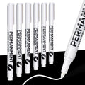 White Permanent Markers Bullet Tip Marker Paint Pen, 6 Pack Acrylic Fabric Pen 1mm White Marker Pens Set Waterproof Quick Dry for Doodling Rock Metal Glass Wood Tyre Painting Plastic