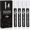 STATIONERY ISLAND White Chalk Pens for Blackboards, 6mm Reversible Nib Chalk Markers for Window and Glass, Wipeable Blackboard Pens, Pack of 4