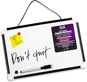 G4GADGET A4 Dry Wipe Magnetic Whiteboard Mini Office Notice Memo White Board and Eraser