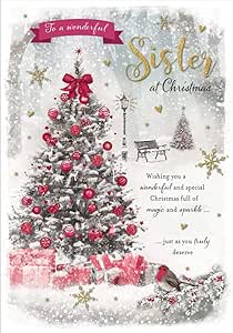 Piccadilly Greetings Piccadilly Greetings Photo Christmas Card Sister,red|beige|brown|grey ,9 x 6 inches