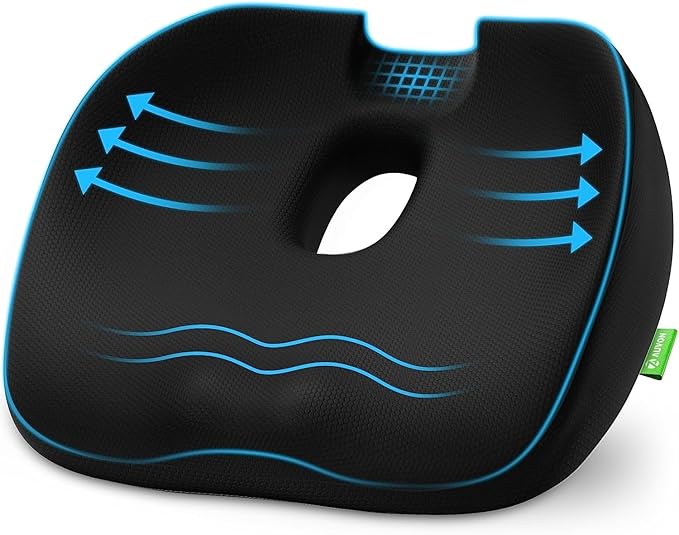 AUVON Innovation Donut Pillow Seat Cushions for Hemorrhoids with Scientific Centre Hole, Memory Foam Coccyx Cushion with U-Shaped Cutout for Tailbone Pain Relief, Postpartum Pregnancy & After Surgery