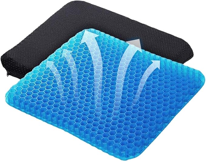 Orthopaedic Gel Seat Cushion,Non-Slip Pillow Back Support Cushion,Sciatica Tailbone Pain Relief,Honeycomb Coccyx Cushion with Cloth Cover,Gel Orthopaedic Ergonomic Cushions for Home Office (38cm)