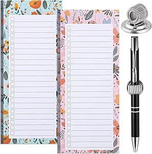 2 Pack Magnetic Shopping List Pad For Fridge & 1 Magnetic Pen Clip 100 Tear Off Sheets Magnet Notepad Magnet Shopping List For Fridge