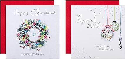 Hallmark Multipack Christmas Cards, Charity Cards, Pack of 16 in 2 Lucy Cromwell Classic Designs