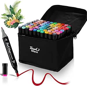 80 Colors Markers Pens, Alcohol Markers, Permanent Art Markers Set with Carrying Bag, Double Tipped Graphic Marker Pen for Kids & Adults, Perfect for Painting, Coloring, Sketching and Drawing Brand: JOLIGAEA