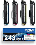 Brother TN-243BK/TN-243C/TN-243M/TN-243Y Toner Cartridges, Black/Cyan/Magenta/Yellow, Multi-Pack, Standard Yield, Includes 4 x Toner Cartridges, Genuine Supplies