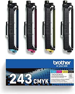 Brother TN-243BK/TN-243C/TN-243M/TN-243Y Toner Cartridges, Black/Cyan/Magenta/Yellow, Multi-Pack, Standard Yield, Includes 4 x Toner Cartridges, Genuine Supplies