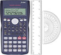 EverPlus Scientific Calculator for Secondary School Supplies - Back to + Bonus Ruler Protractor, A Level GCSE Maths Science, Office Essentials Stationery Geometry Sets