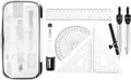 Amazon Basics 10-Piece Maths Kit - Includes Compasses, Lead, Rubber, Sharpener, Protractor, Triangles, Ruler and Carrying Box