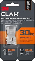 3M Claw Plasterboard Picture Hanging Wall Hooks For Hanging Home Décor, 2 Hangers, Holds up to 30 kg - Ideal for Heavyweight Items