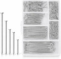 D.A.Y. Republic Flat Head Nails Set of 250 Assorted Sizes in Zinc Plated Metal for Woodwork, Picture Hanging, Home Improvement, Construction with Storage Box, Silver