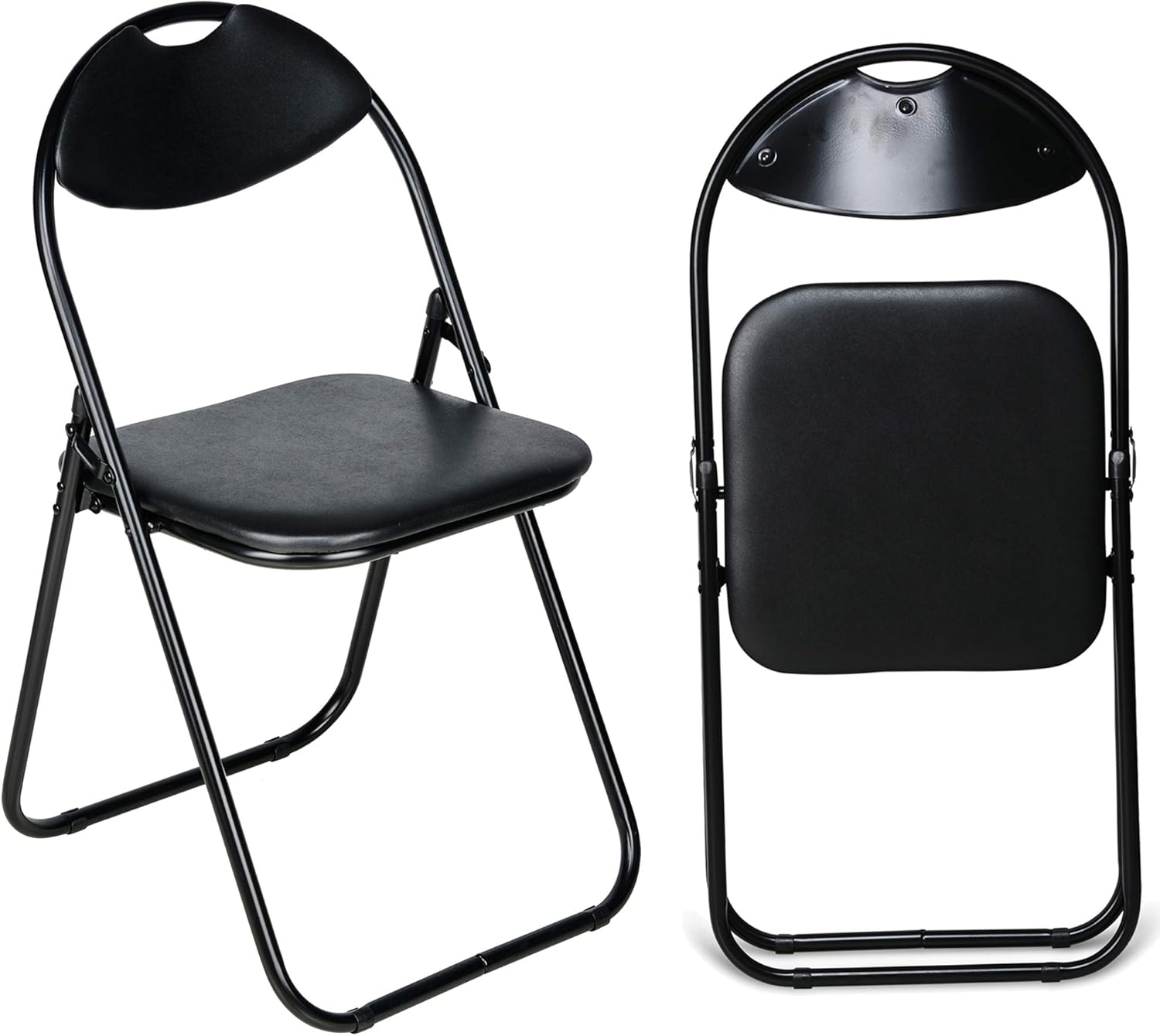 Nyxi Paris Faux Leather Padded Folding Chair Home Office Dining Chair (1 x Chair, Black)