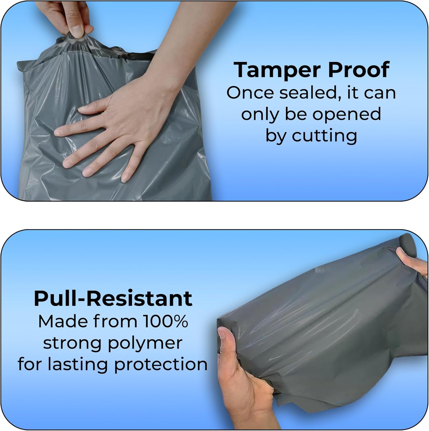 Double Dragon 60 Mixed Size Self-Seal Mailer Bags | Tamper-Proof Plastic Packaging for Mailing, Postage, Shipping & Delivery | Grey (4 Sizes | Small to Large | 15 Each)