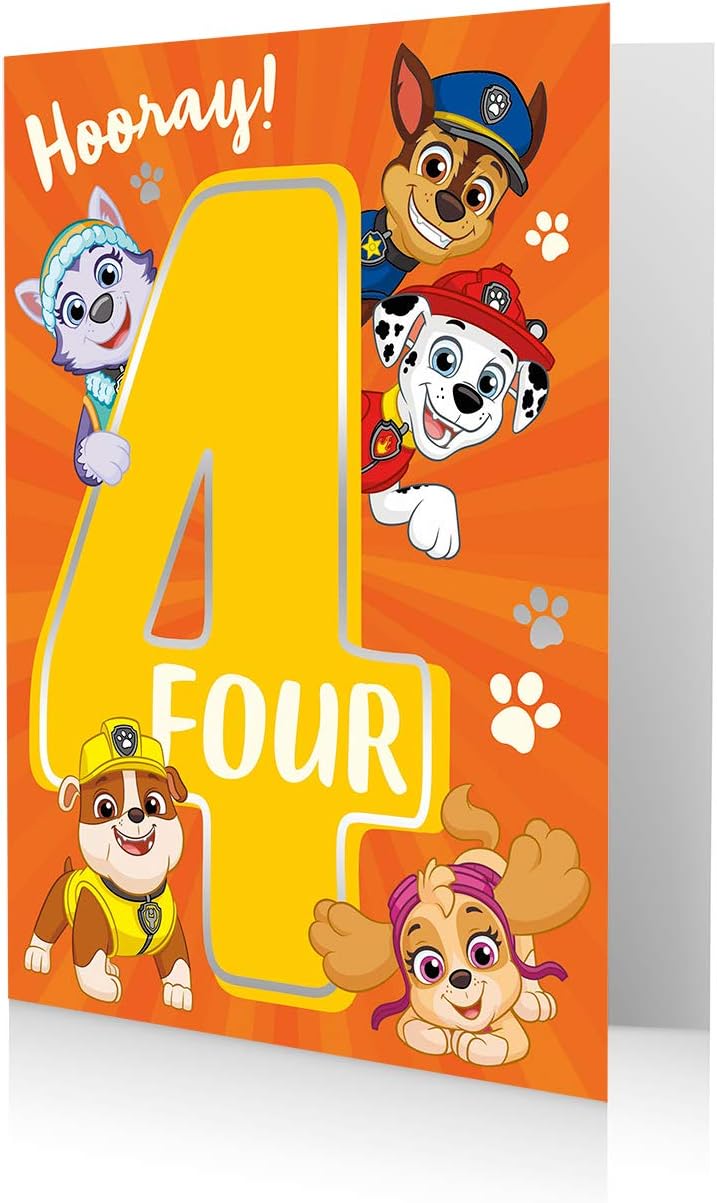 Danilo Promotions Official Paw Patrol Age 4 Birthday Card, Multi, PA077