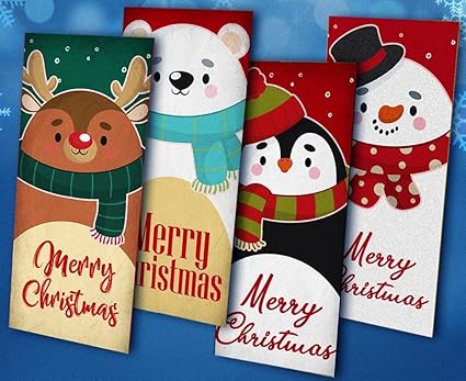 Christmas Money Wallets for Cash Gifts - 4/12/24 Christmas Greeting Cards Pack with envelopes - Cash Gifts for Xmas eco-Friendly for Family, Friends, Kids and Decorations.