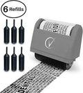 Vantamo Address Blocker Stamp for Hiding Sensitive Information, Wide Identity Theft Protection Roller Stamp with 6 Refills, Confidential Ink Roller for Personal Data Theft Prevention, Classy Gray