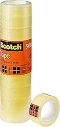Scotch 3M Adhesive Tape, Clear Acrylic, 15 mm x 10 m, Pack of 10