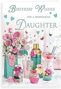 Piccadilly Greetings Group Ltd Regal Publishing Traditional Birthday Card Daughter - 9 x 6 inches, Teal