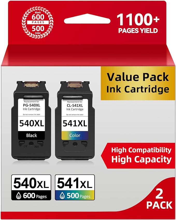 INKYEAH 540 and 541 Ink Cartridges XL, PG-540 / CL-541 XL Ink Replacement for Canon Ink Cartridges 540 and 541, Printer Ink 540 541 XL for PIXMA TS5150 TS5151 MX475 MG3650s MG3600 MG3650 MG4250 MG3200