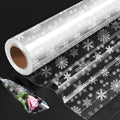 Folded Package Cellophane Wrap Roll Printed with Snowflake, Folded Clear 80cm x 30M Cellophane Wrapping for Hampers Birthday Mother's Day Cookies Gifts Easter Bundles Wrapping