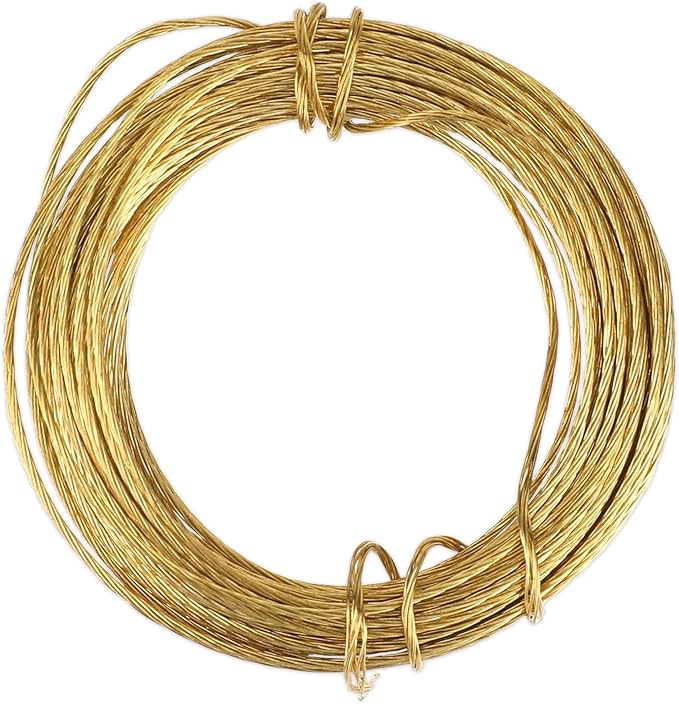MOZEAT LENS 32.5 Feet Brass Picture Hanging Wire 0.7mm Braided Metal for Photo Frame, Mirror, Artwork, Clock