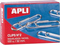 APLI Paper – Box Clips Nickel-Plated N2 32 mm Pack of 100