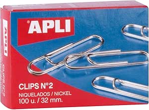 APLI Paper – Box Clips Nickel-Plated N2 32 mm Pack of 100