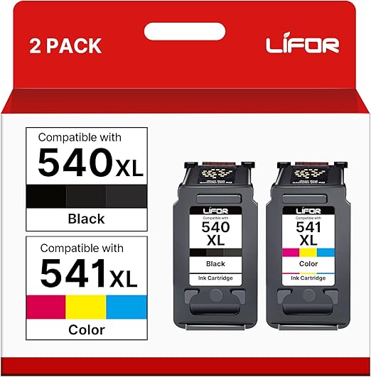 LIFOR 540XL Black 541XL Colour Replacement for Canon 540 and 541 Ink Cartridges for Canon 540 541 Printer Ink for Pixma TS5150 MG3600 TS5151 MG3650S TS5100 MG4250 MG3650 MX475 MG3250