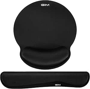 GIM Keyboard Wrist Rest Mouse Mat Set, Ergonomic Keyboard Wrist Support Memory Foam Mouse Mat with Wrist Cushion Support for Computer and Laptop Home Office Gaming (Black)
