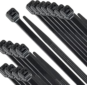 250 Pack of Black Cable Ties, 300mm x 4.8mm, 12" Tie Wraps - Self Locking, Heavy Duty Nylon Zip Ties for Home Office Garage and Workshop