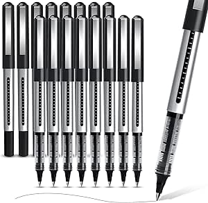 APOGO Rollerball Black Gel Pens 16-Pack, 0.5mm Quick-Drying for Note-Taking and Sketching - School & Office Supplies
