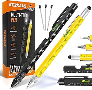 KEZKALS Gifts for Men Him Dad, 2pack-9 in 1 Multi Tool Pen Set, Easter Gifts for Adults, Birthday Father's Gifts Gadgets Presents for Men Gifts for Dad Gifts Who Have Everything